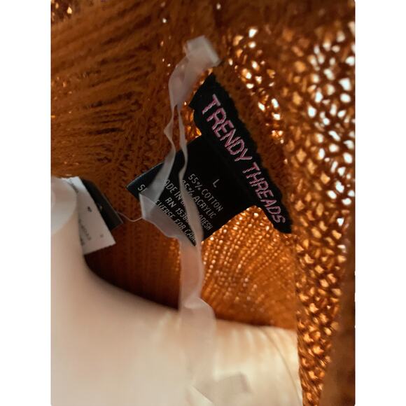 Trendy threads Orange / Mustard frayed hooded Knit sweater NWT - Picture 6 of 6